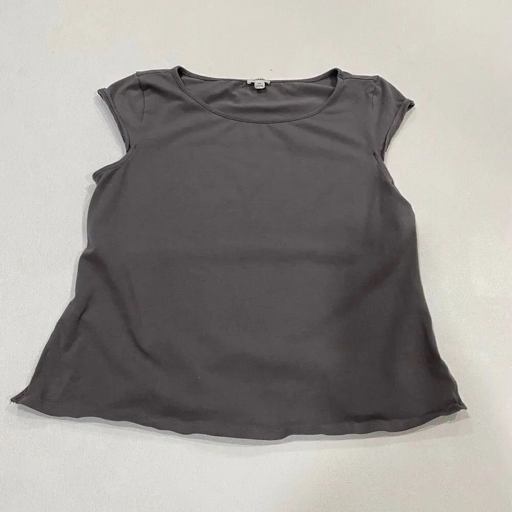 Garage Gray Scoop Neck Cap Sleeve Tee Shirt Women’s Size L